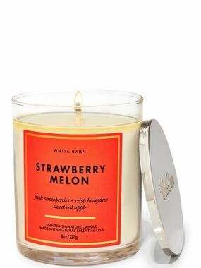 White Barn Strawberry Melon Candle - Coral Pink Label
